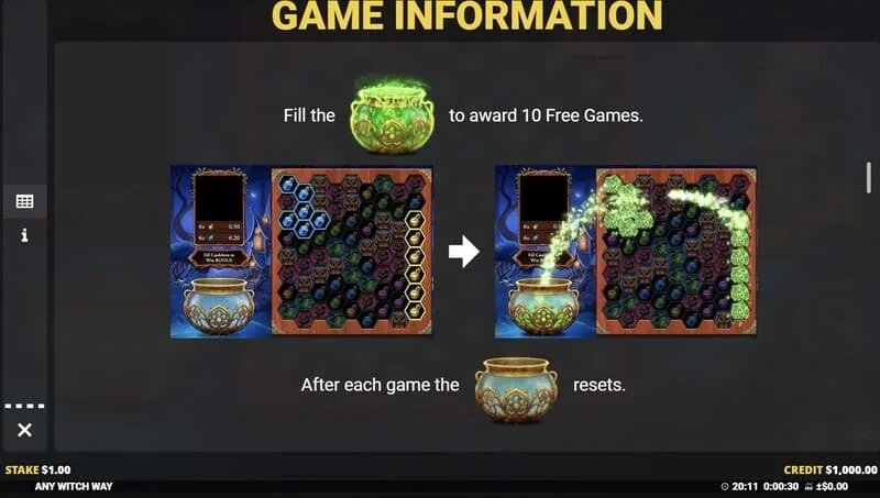 Any Witch Way - пълен котел и стартиране на Free Games